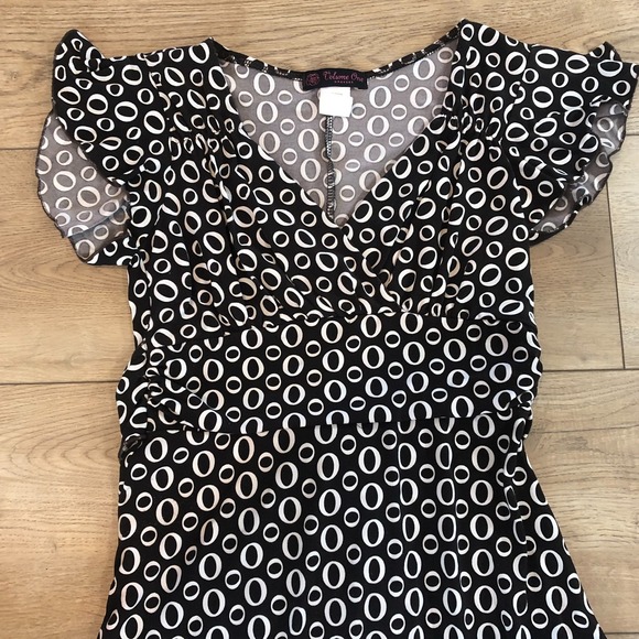 Vtg Womens Y2K Empire Waist Dress Size S Geometric Fairy Asymmetrical Party Glam - Picture 3 of 7